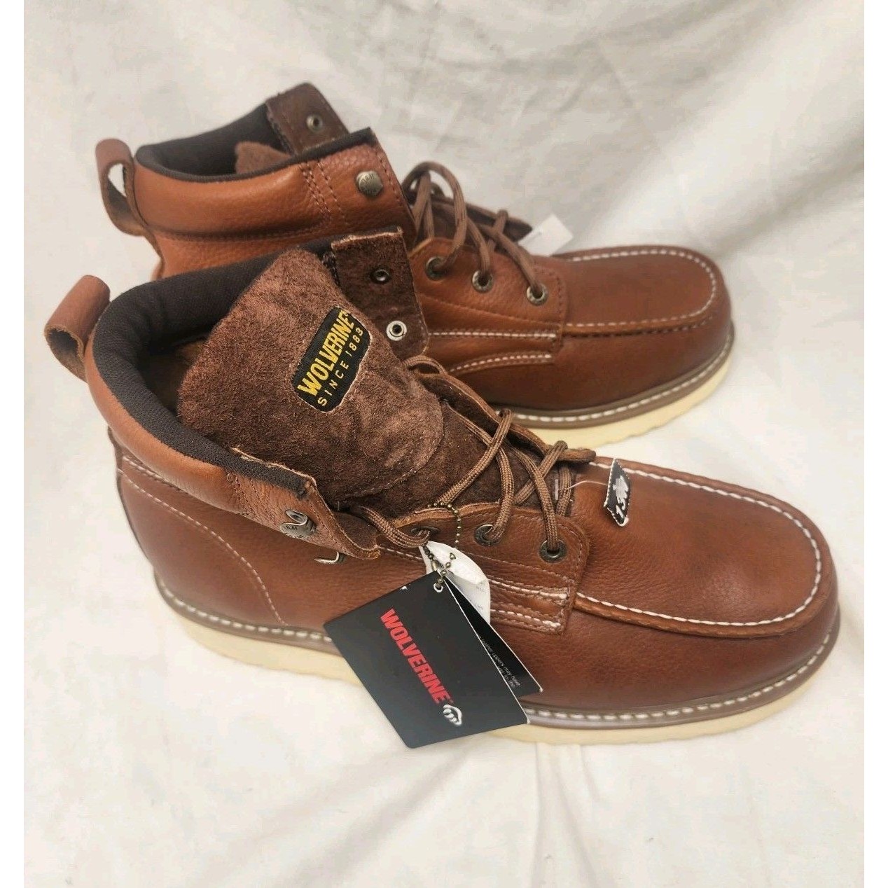 Wolverine Work Boots Brown Leather Moc Toe Mens 13ew